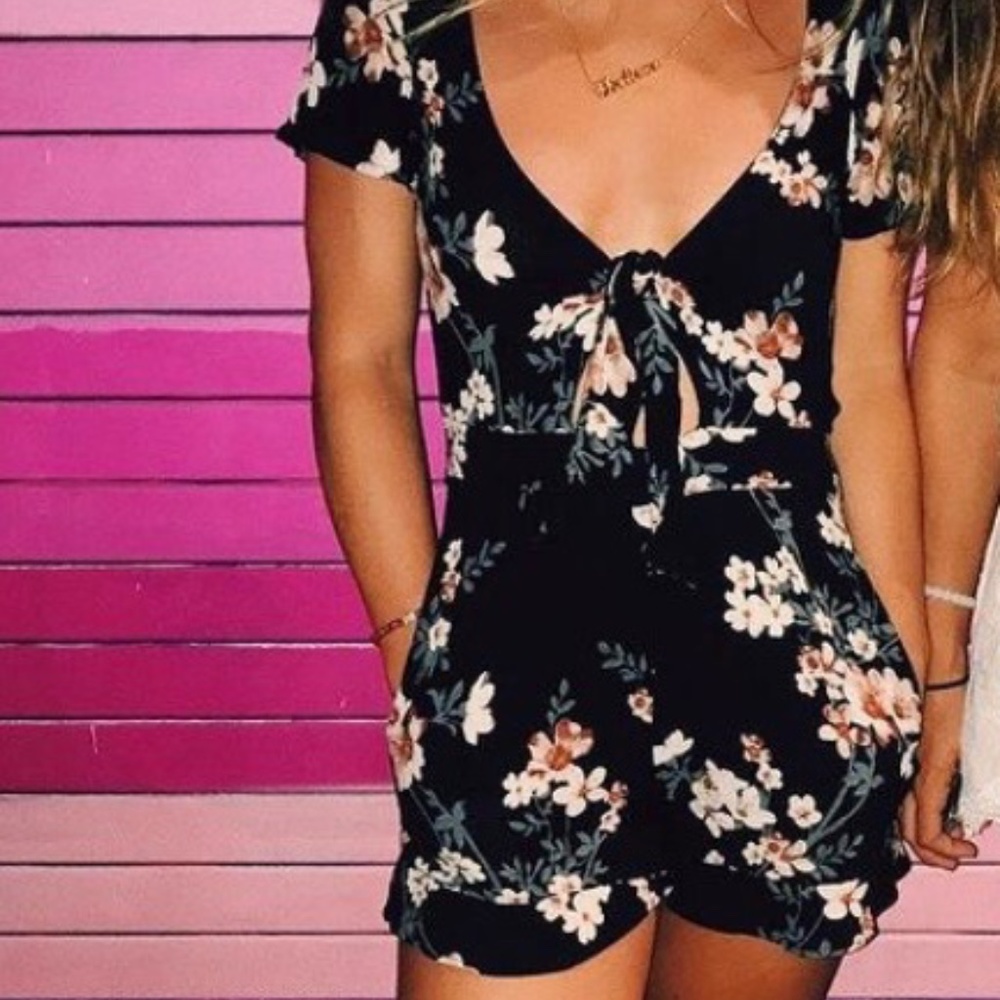 AEO Black Floral Romper